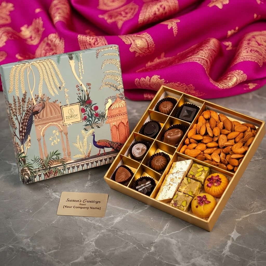 Securely packaged rigid gift box of traditional Kumaoni confections ready for outstation travel