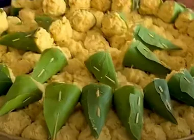 Traditional Singori conical sweets wrapped in aromatic Malu leaves at Vatsalaa Haldwani